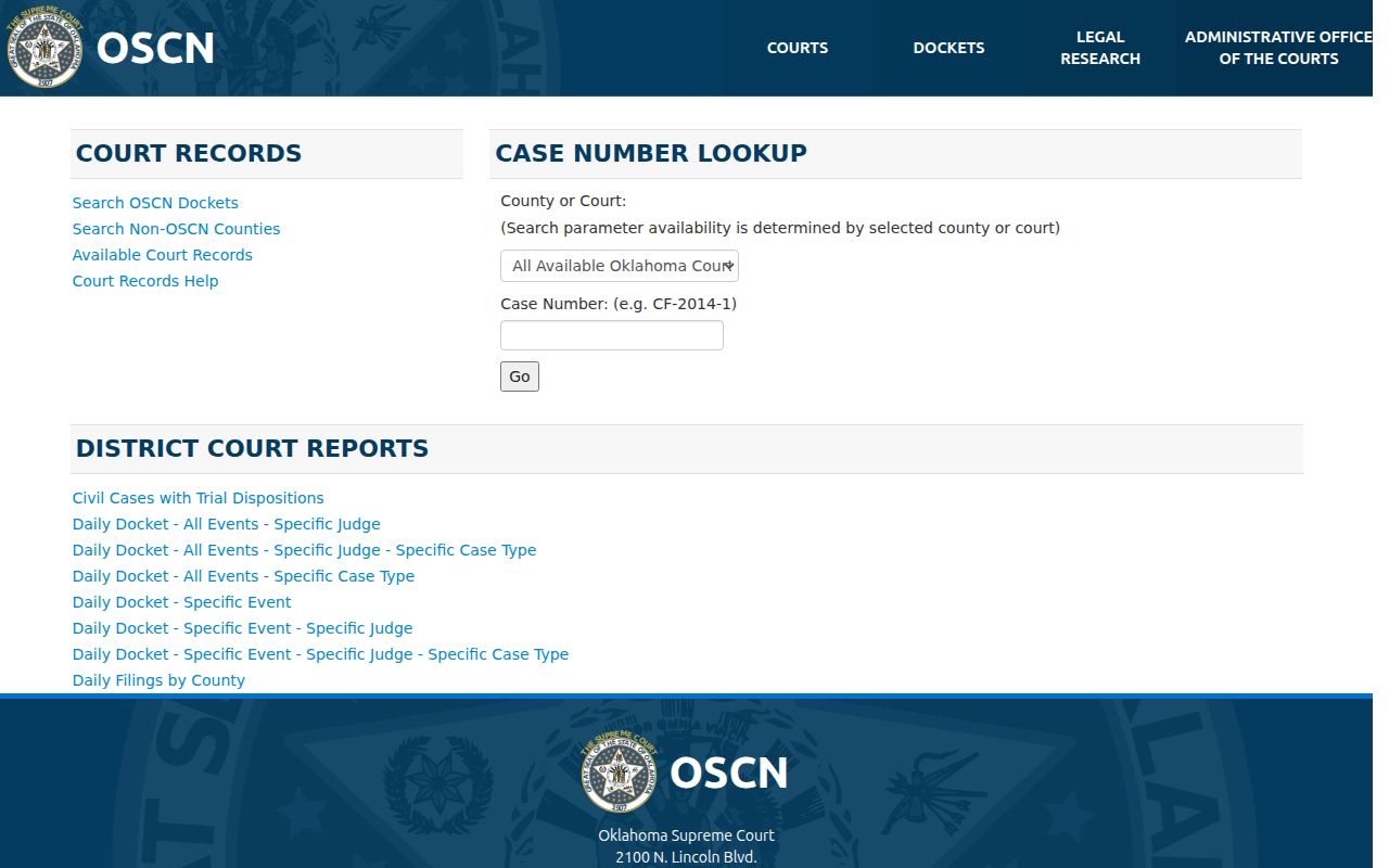 Wagoner County warrant lookup OSCN county and court search