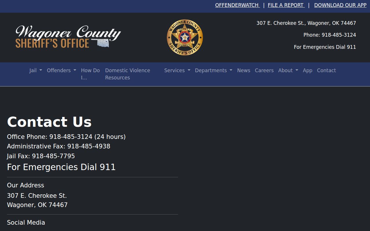 Wagoner County warrant records sheriff 24-hour contact source